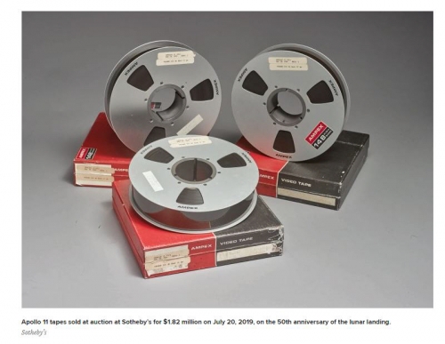 ▲아폴로 11호 달 착륙 과정을 담은 원본 테이프가 뉴욕 소더비 경매에서 182만 달러에 팔렸다. 출처:CNBC
