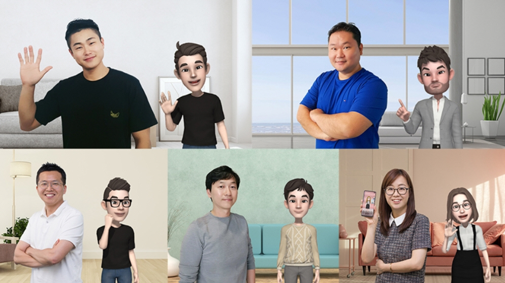 ▲왼쪽 위부터 시계 방향으로 갤럭시S10 AR 이모지 개발에 참여한 김용일·류한준(USP 전략) 씨, 이민경(Media UX) 씨, 임진호(Graphic 개발) 씨, 최민석(Visual S/W 개발) 씨. 사진제공 삼성전자