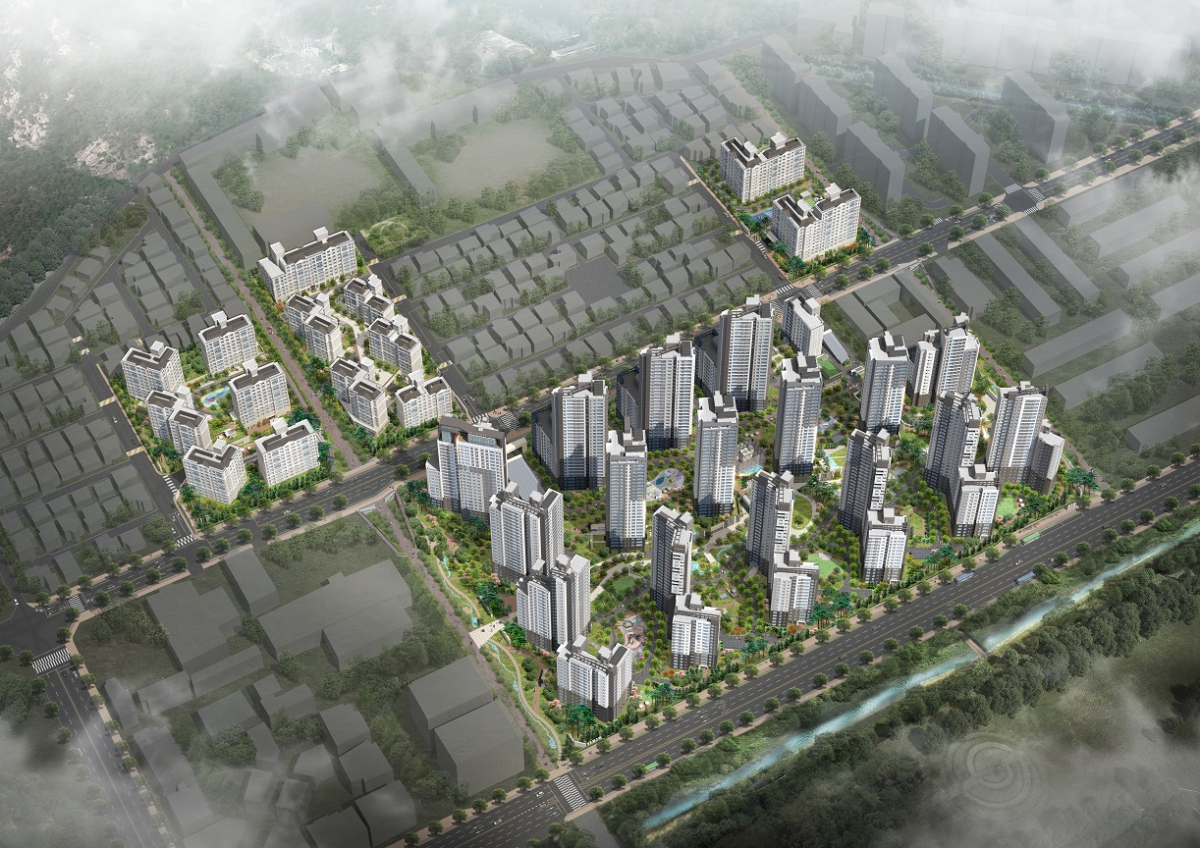 ▲'과천 푸르지오 써밋' 아파트 조감도.(사진제공=대우건설)