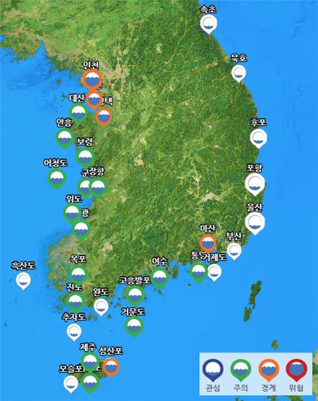 ▲8월(1∼4일, 30∼9월 2일) 고조정보 현황(출처=국립해양조사원)