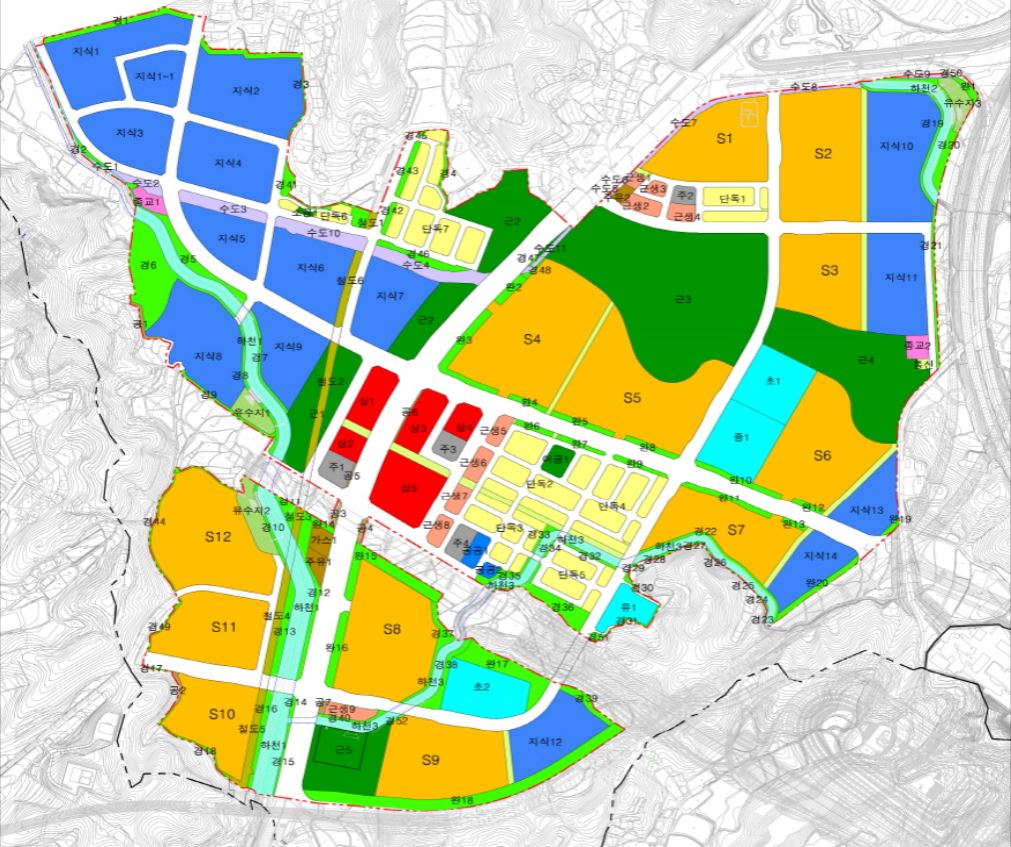 ▲과천 지식정보타운 토지이용계획도(자료출처=과천시 홈페이지 캡처 )