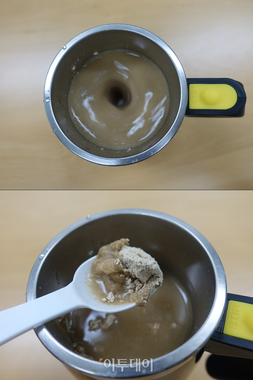 ▲역시 가장자리를 긁어보니 이런 뭉친 가루가 나온다. 이 정도면 완전히 실패다. (김정웅 기자 cogito@)