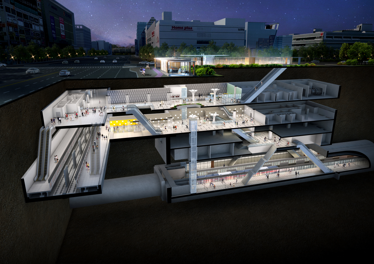 ▲동탄~인덕원 복선전철 건설공사 제9공구 영통역 조감도.(사진제공=한화건설)