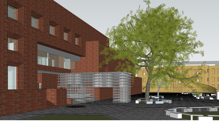 ▲메타(우의정, 이상진), 마로니에 파빌리온, 2019, 강관과 아크릴 구조물, 450×900×450cm(사진제공=이하 아르코미술관)