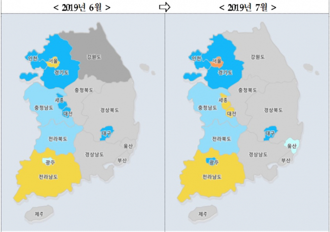 ▲주택매매시장 소비심리 지수 전국 분포도.(자료제공=국토연구원)