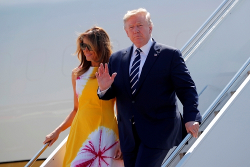 ▲24일(현지시간) 도널드 트럼프 미국 대통령이 G7 참석을 위해 프랑스에 도착했다. 비아리츠/로이터연합뉴스 
