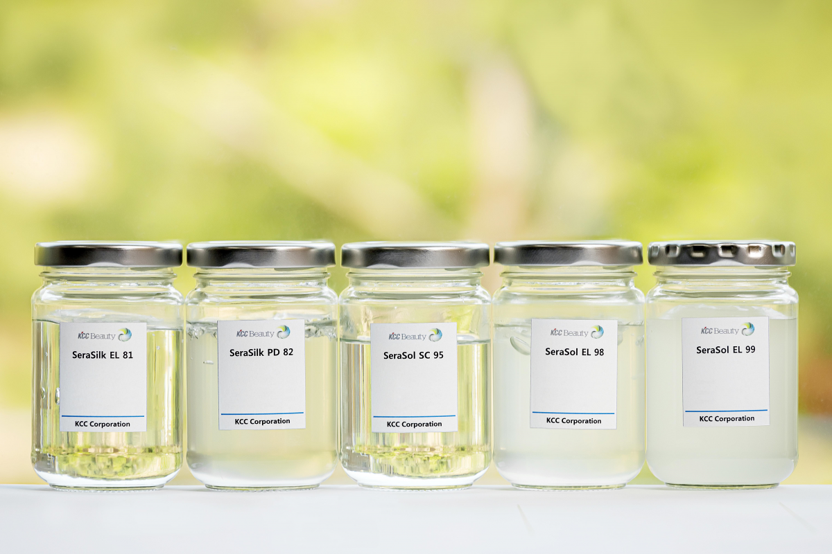 ▲KCC가 신규 개발한 화장품용 실리콘 제품들 (사진 제공=KCC)