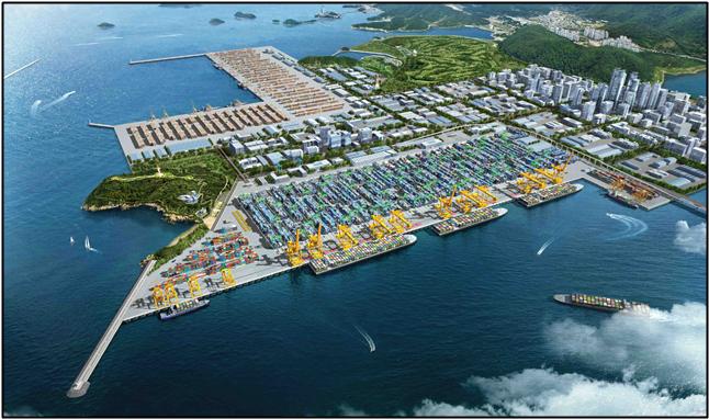 ▲부산항 신항 서컨테이너부두 2-6단계 조감도.(출처=해양수산부)