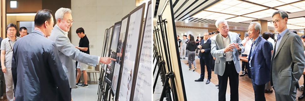 ▲ ‘다보소 포럼’에 참석한 김종훈 SK이노베이션 이사회 의장(우측 사진 중 가운데), 김준 SK이노베이션 총괄사장(우측 사진 중 왼쪽), SK에너지 조경목 사장(우측 사진 중 오른쪽). (사진 제공=SK이노베이션)