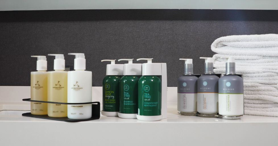 ▲대용량 펌핑 타입 욕실 용품