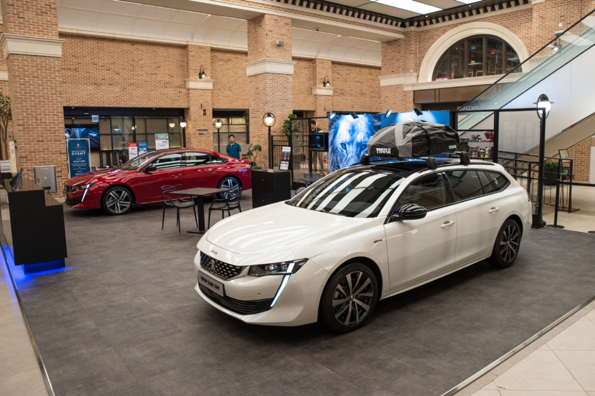 ▲푸조(PEUGEOT)가 19~22일 강남 센트럴시티에서 ‘뉴 푸조 508ㆍ뉴 푸조 508 SW 팝업스토어’를 운영하고, 주말에는 시승행사를 진행하며 뉴 푸조 508 라인업 알리기에 나선다. (사진제공=푸조)