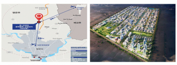 ▲LH가 미얀마에 추진 중인 산업단지 위치 및 조감도.(출처=국토교통부)