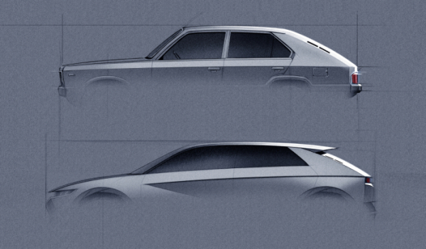 ▲현대차 최초의 고유모델 포니가 45년 만에 EV콘셉트카 45로 부활했다. (사진제공=현대차글로벌미디어)