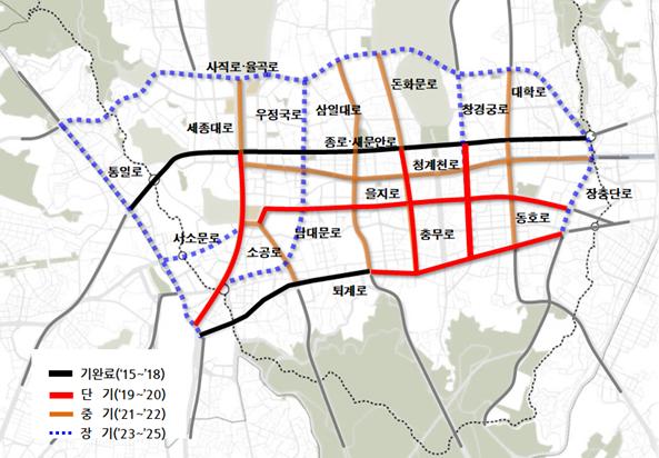 ▲ 녹색교통진흥지역 내 도로공간재편 위치도(사진 = 서울시)