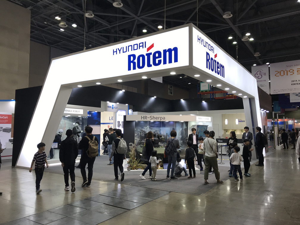▲2019 로보월드에 참가한 현대로템 부스 전경. (사진제공=현대로템)