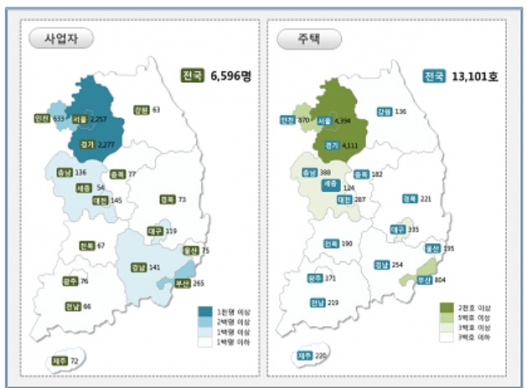 ▲전국 주택 임대사업자 등록 실적.(자료 제공=국토교통부)