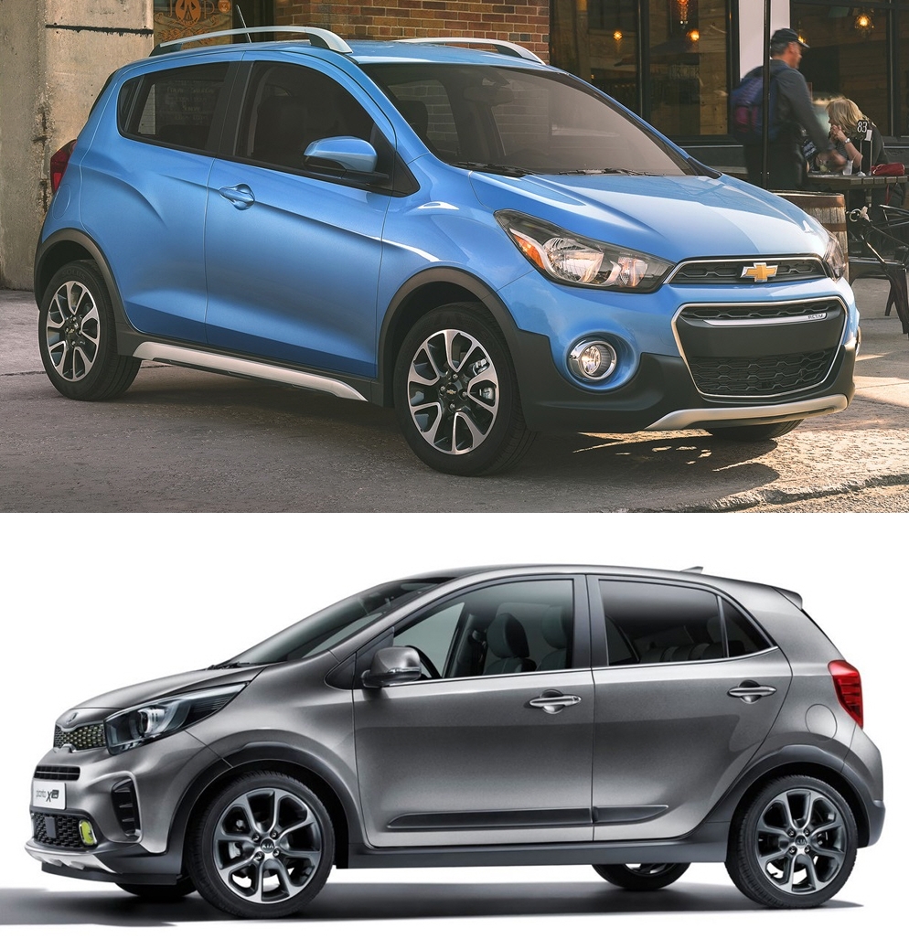 ▲글로벌 시장에서는 우리 경차를 베이스로 다양한 모델이 등장하고 있다. 사진 위는 스파크를 바탕으로 한 크로스오버 버전 스파크 액티브, 아래는 모닝의 기본 디자인을 손본 모닝 X라인이다. (사진제공=미디어GM / 기아글로벌뉴스)