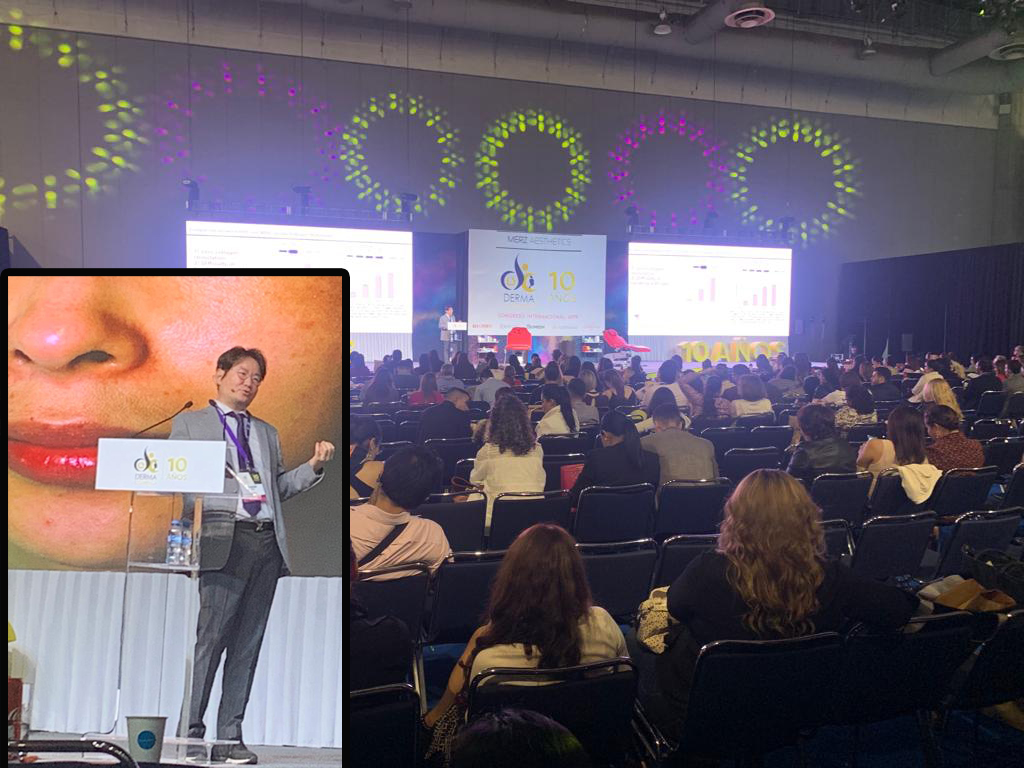 ▲박병순 프로스테믹스 대표는 '더마코스메티카 2019'(Derma Cosmetica)에서 줄기세포 배양액 유래 엑소좀(exosome)이 모발 밀도률을 20% 가까이 증가시킨다는 임상결과를 발표했다.(프로스테믹스)