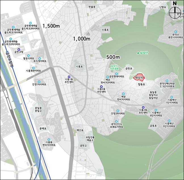 ▲금천구 시흥동 220-2번지 일대 위치도(사진 = 서울시)