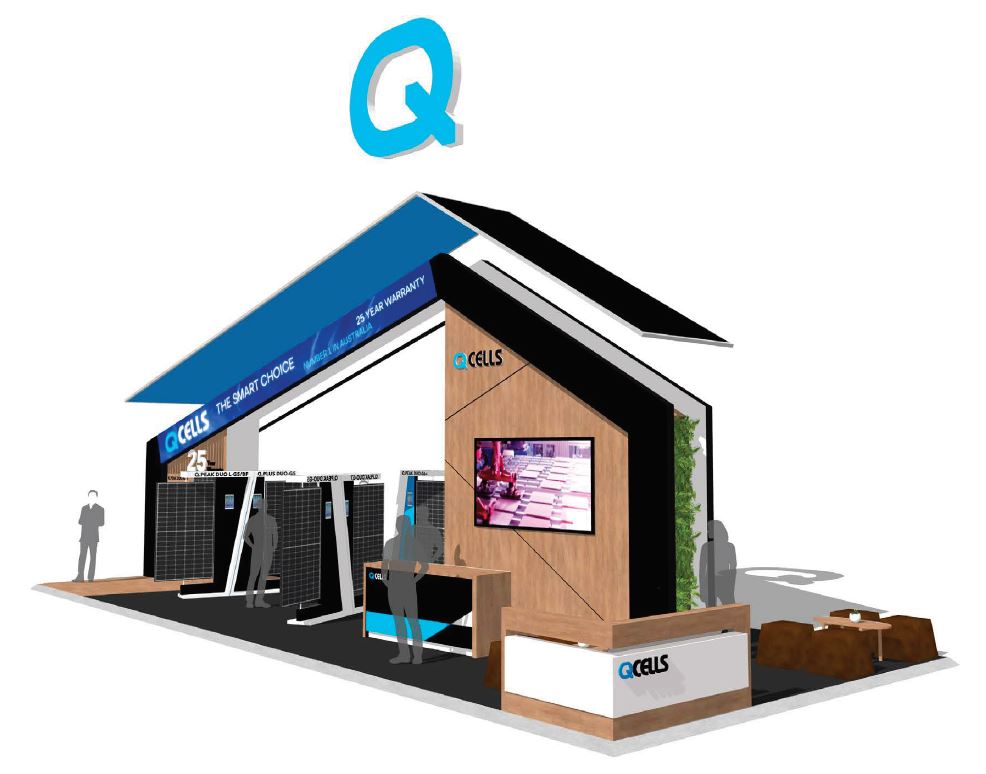 ▲호주 '울에너지 2019' 전시회의 한화큐셀 부스 (사진제공=한화큐셀)