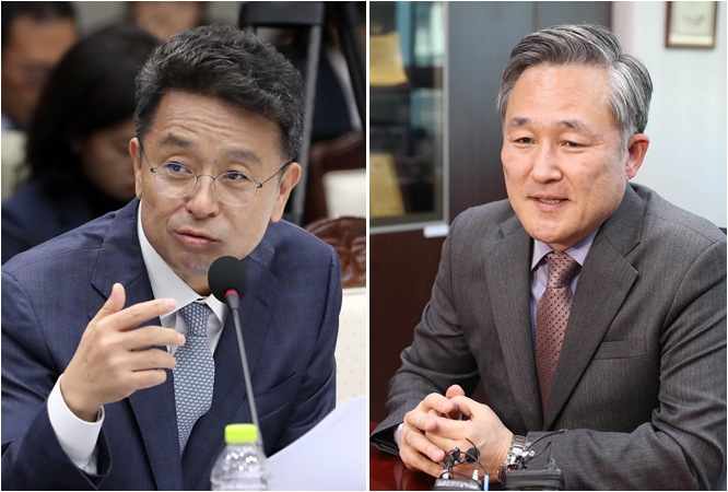 ▲내년 총선 불출마를 선언한 이철희 더불어민주당 의원(왼쪽)과 같은 당의 표창원 의원(오른쪽) (연합뉴스)