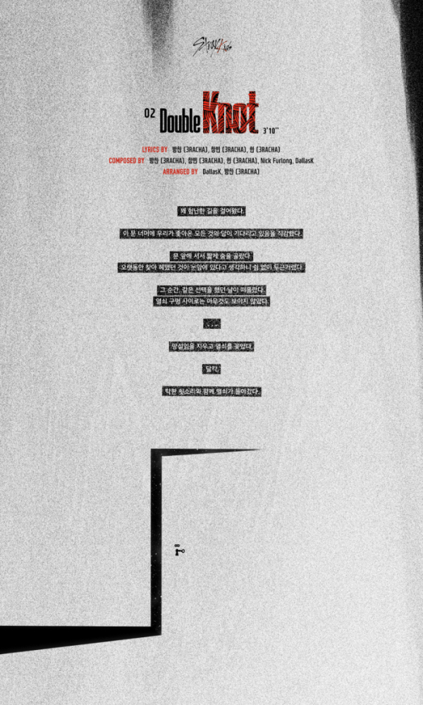 ▲스트레이 키즈(Stray Kids)  'Double Knot'의 트랙리스트(사진제공=JYP엔터테인먼트)