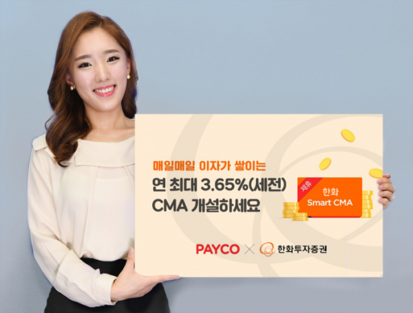 ▲한화투자증권은 24일 ‘PAYCO 한화 Smart CMA’ 서비스 시즌 3을 실시한다고 밝혔다. (사진=한화투자증권)