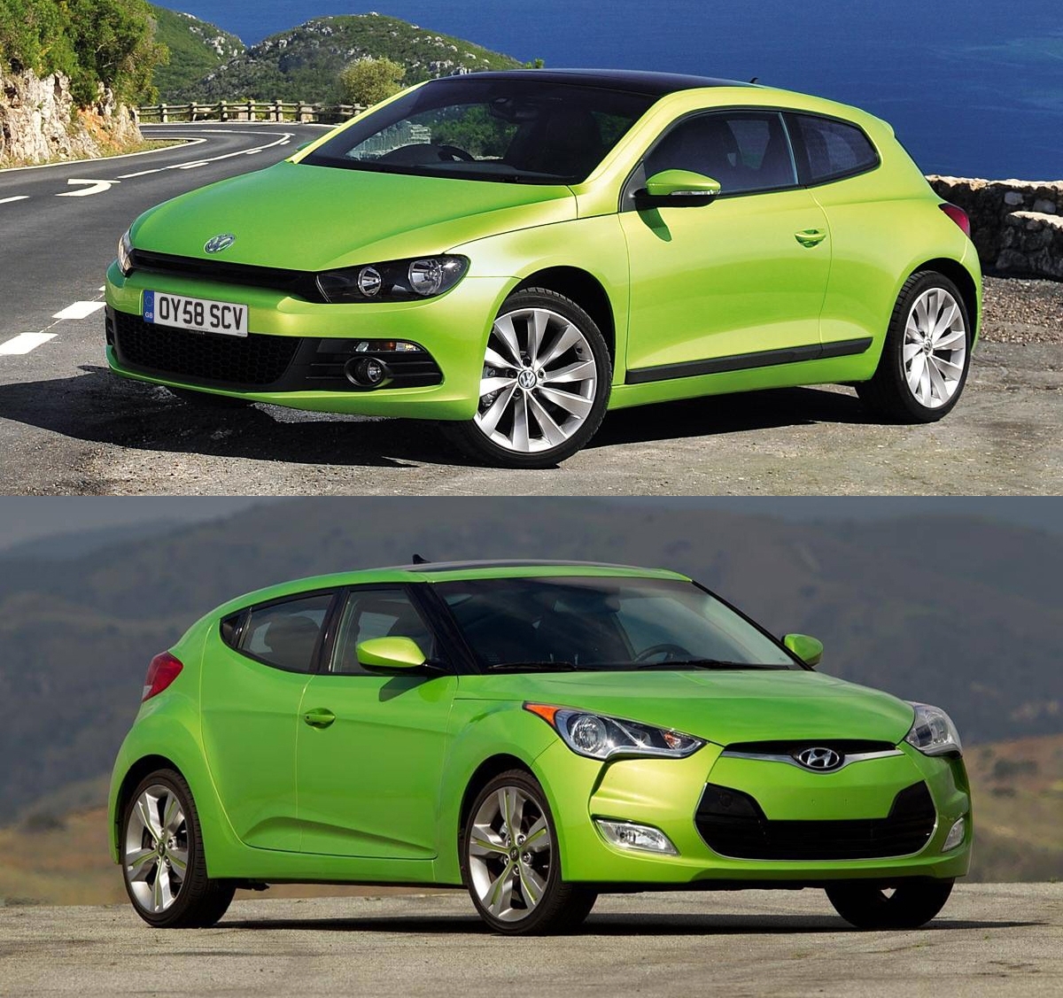 ▲폭스바겐 시로코(사진 위)는 어느 시대에서나 골프 윗급에 고성능 해치백으로 자리했다. 현대차 벨로스터(아래) 역시 시로코에서 영감을 얻어 초기 프로젝트가 추진됐다.  (사진제공=뉴스프레스, 현대뉴스닷컴)