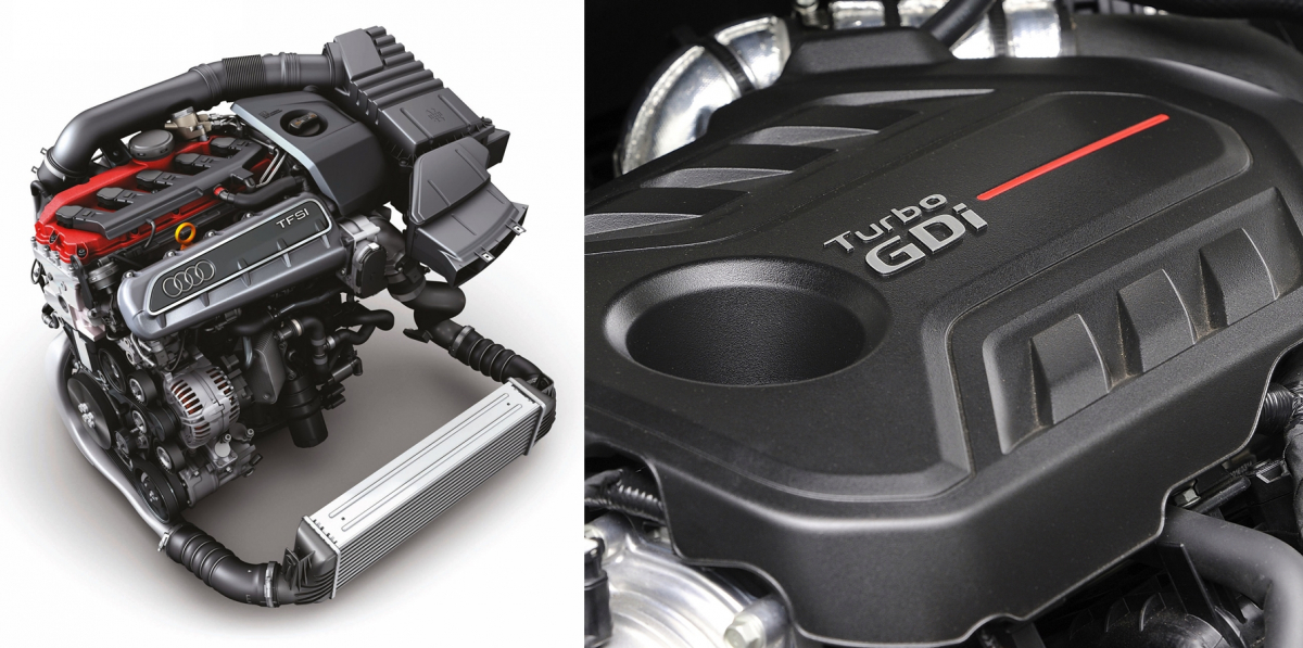 ▲폭스바겐과 현대차 모두 소형차에 집중했던 만큼, 작은 엔진 만들기가 경지에 이르렀다. 왼쪽이 폭스바겐의 터보 직분사 엔진, 오른쪽이 현대차의 터보 직분사 엔진이다.  (사진제공=뉴스프레스, 현대차글로벌미디어)