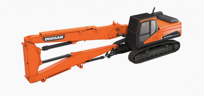 ▲두산인프라코어가 4일(현지시간) 이탈리아 시장에 론칭한 건설장비(DX235NLC-5 DM). 