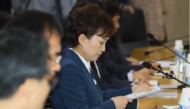 ▲지난해 11월 6일 세종시 정부세종청사 국토교통부에서 열린 주거정책심의위원회에 참석한 김현미 국토교통부 장관.(연합뉴스)