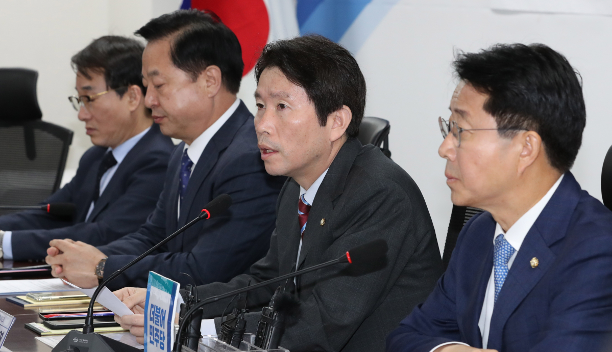 ▲더불어민주당 이인영 원내대표가 7일 오전 국회 의원회관에서 열린 2019 제3차 당정 확대 재정관리 점검회의에서 발언하고 있다. (사진=연합뉴스)