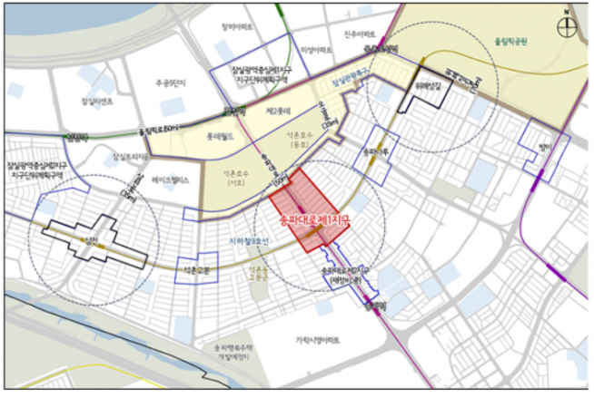 ▲송파구 석촌동 백제고분로 일대 위치도 (출처=서울시)