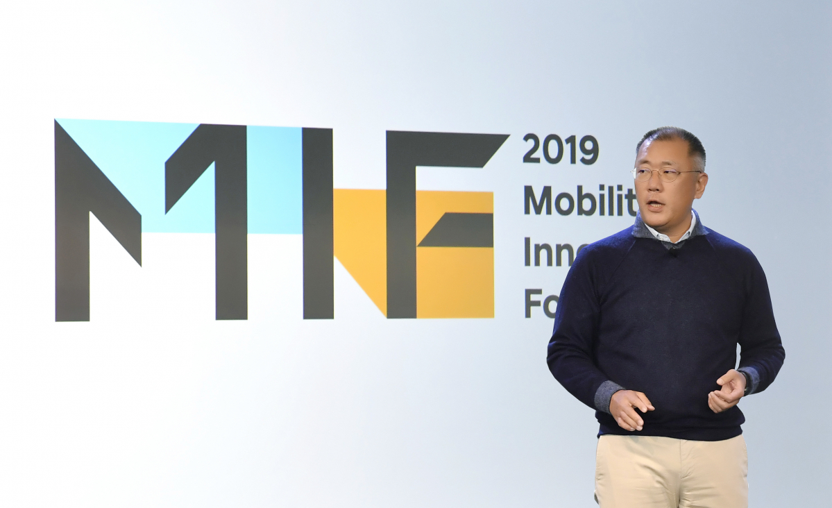 ▲정의선 현대자동차그룹 수석부회장이 그룹의 미래 모빌리티 개발 철학은 '인간 중심(Human-Centered)'이라고 선언했다.  (사진제공=현대차)