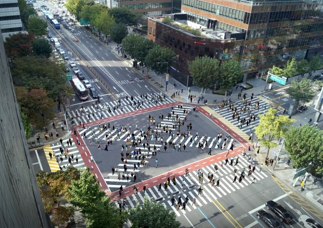 ▲종로구청 입구 대각선 횡단보도 설치후 조감도 (사진 = 서울시)