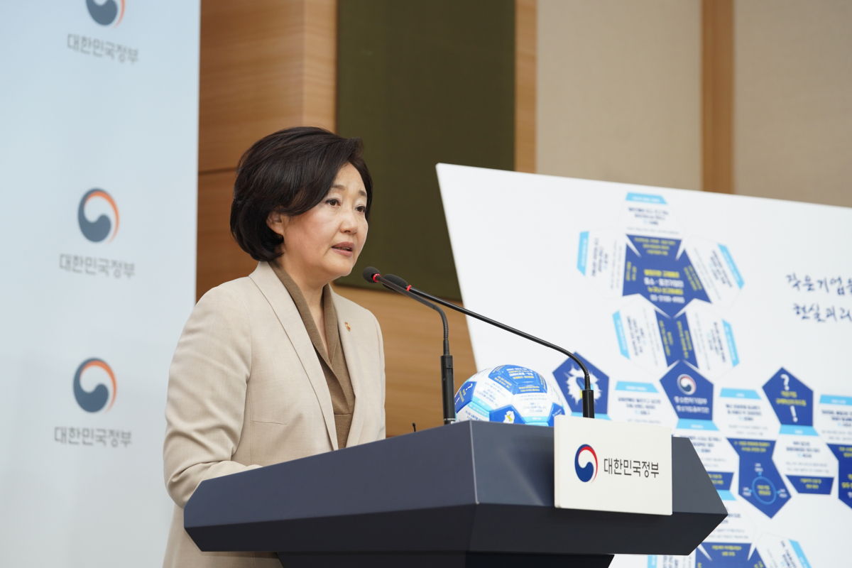 ▲ 박영선 중소벤처기업부 장관이 13일 정부서울청사 브리핑실에서 '작은기업 현장공감 규제애로 개선방안' 브리핑을 하고 있다. 중소벤처기업부 제공