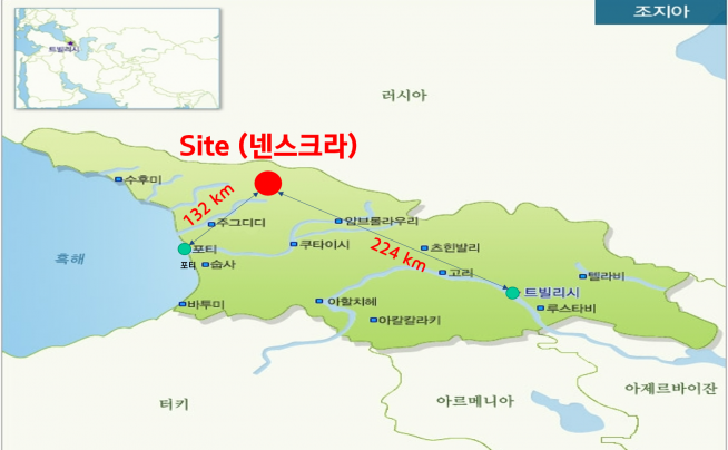 ▲현대건설이 수주한 조지아 넨스크라 수력발전소 위치도. (자료 제공=현대건설)
