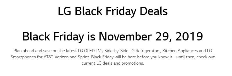 ▲LG전자가 글로벌 홈페이지를 통해 블랙프라이데이 세일을 알리고 있다. (출처:LG전자 글로벌 홈페이지 캡쳐)