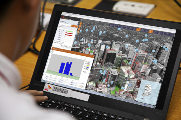 ▲SK텔레콤이 자체 개발한 3D 네트워크 설계 시스템 (사진제공=SK텔레콤)