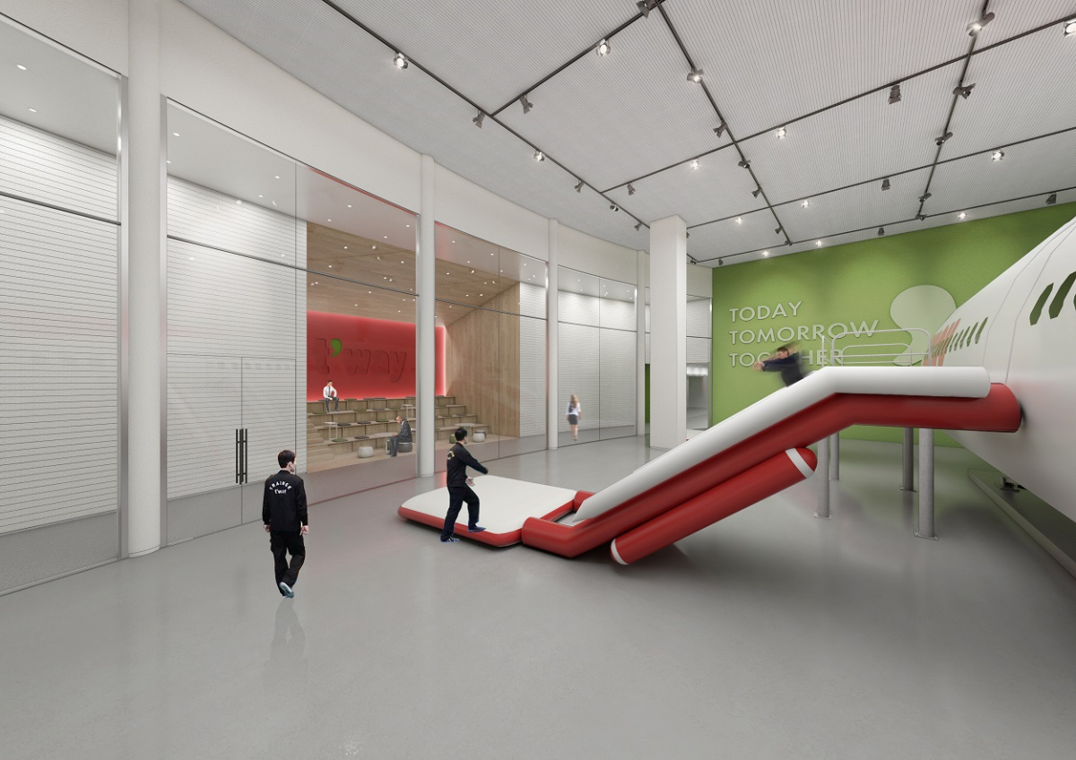 ▲티웨이항공 훈련센터 내부 비상탈출실습센터 모습. (사진제공=티웨이항공)