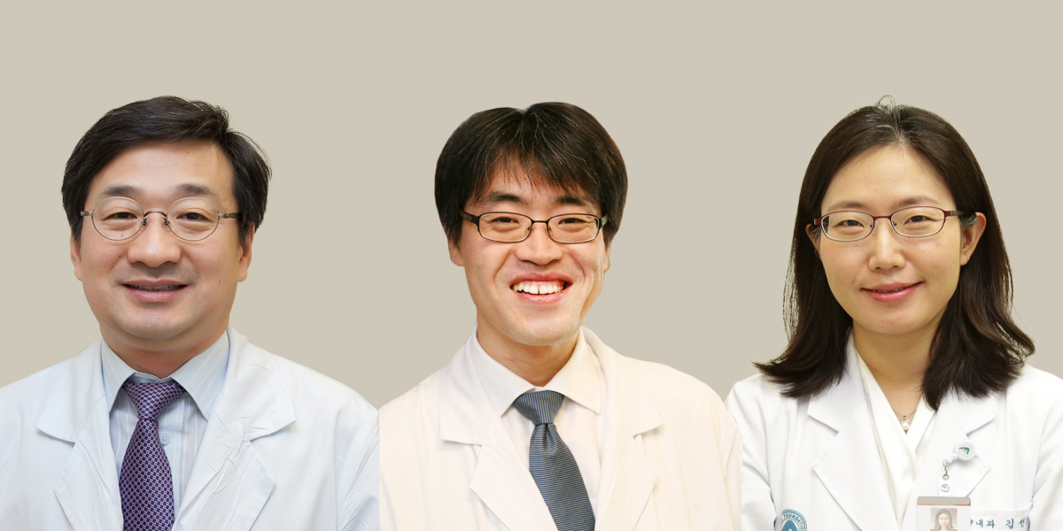 ▲서울아산병원 종양내과 김태원(왼쪽부터), 홍용상, 김선영 교수 (서울아산병원)