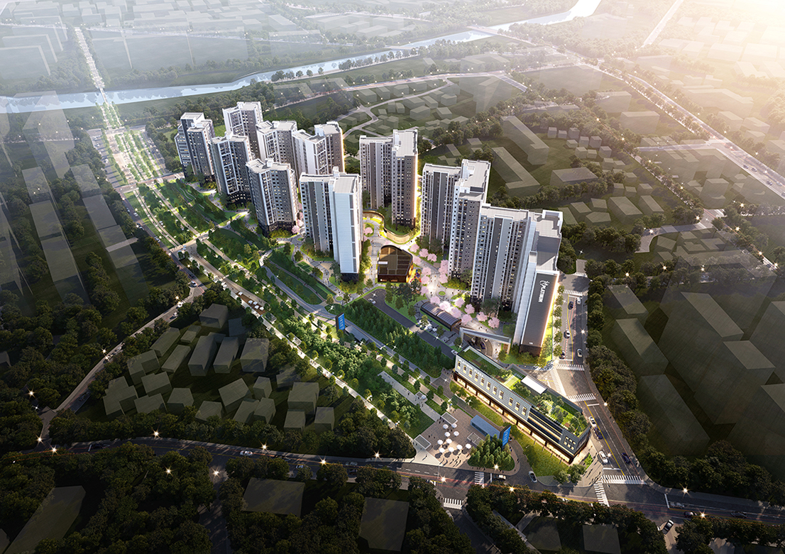 ▲'쌍용 더 플래티넘 오목천역' 아파트 조감도. (자료 제공=쌍용건설)