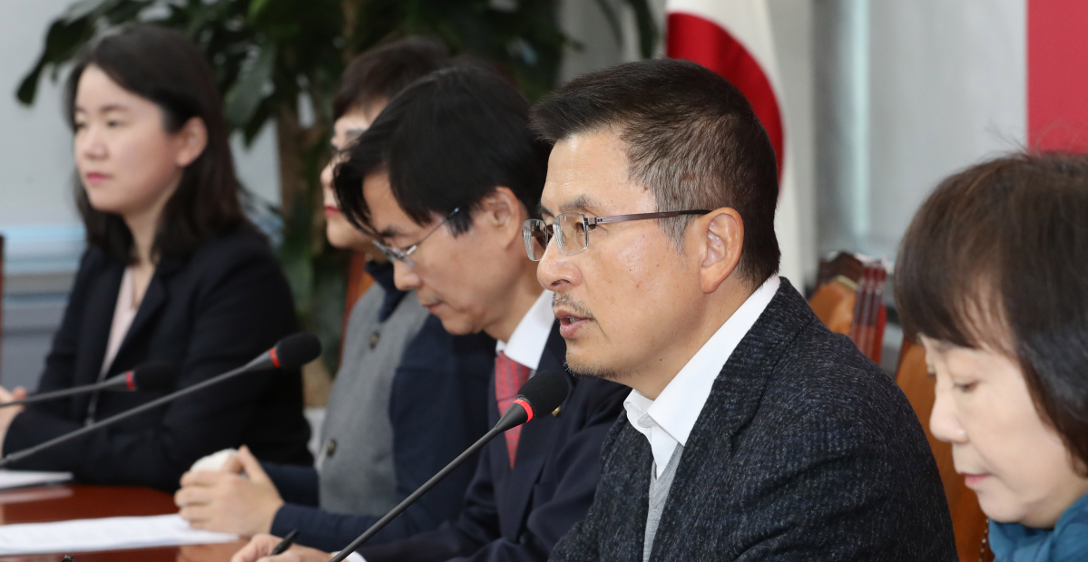 ▲자유한국당 황교안 대표가 5일 오전 서울 여의도 국회에서 열린 최고위원회의에서 발언하고 있다. (연합뉴스)