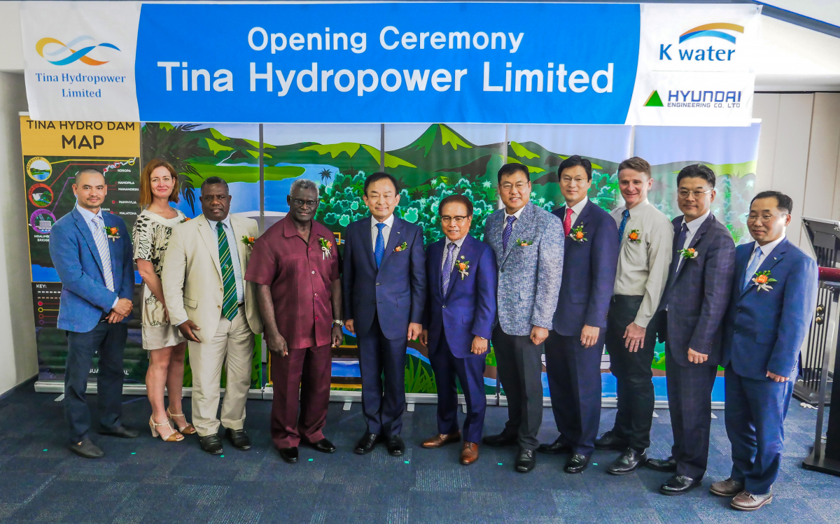 ▲솔로몬제도 '티나강 수력발전사업'을 위한 특수목적법인(SPC) 개소식. (사진제공=한국수자원공사)