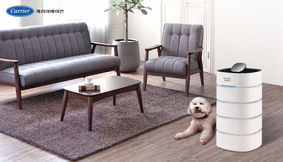 ▲캐리어에어컨의 신제품 ‘캐리어 클라윈드 공기청정기 펫’ (사진제공=캐리어에어컨)