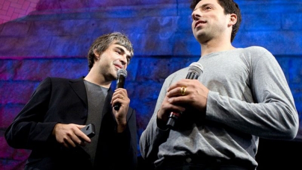 ▲래리 페이지(왼쪽)와 세르게이 브린 구글 공동 창업자. 블룸버그
