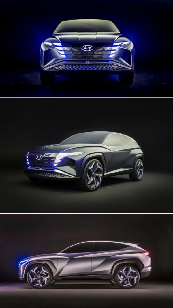 ▲지난달 미국 LA모터쇼를 통해 공개된 현대차의 다음세대 SUV 콘셉트인 '비전T'의 모습. 내년에 등장할 4세대 투싼은 이 비전T를 밑그림으로 등장한다.   (사진제공=현대차)