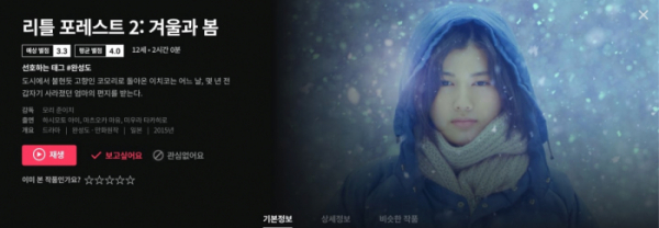 ▲리틀 포레스트 2: 겨울과 봄(사진제공=왓챠플레이)