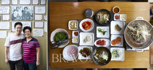 ▲Owner Song Myung-hee and her elder son Kim Gi-nam. Sariwon Noodle House representative menu.(오병돈 프리랜서 obdlife@gmail.com)