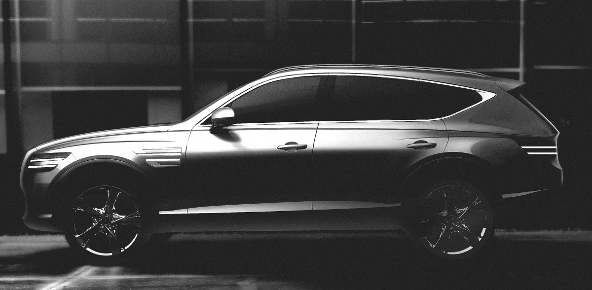 ▲3열을 갖춘 SUV지만 스포츠 쿠페의 지붕선을 함께 담았다는 게 제네시스의 설명이다.  (사진제공=제네시스)